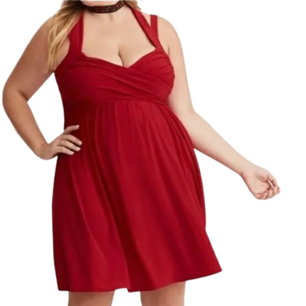 Torrid Red Strappy Crisscross Babydoll Dress
